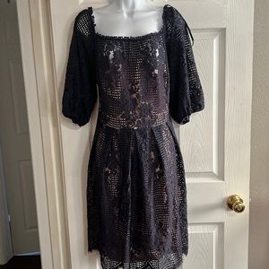 Chelsea 28 off the shoulder blue and peach slip knee length dress